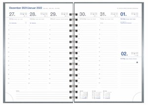 Wochen-Cheftimer A5, Alu silber Kalender 2022