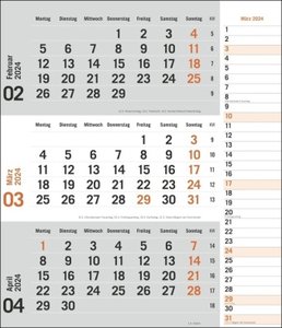 tm 3-Monats-Planer orange 2024. Praktischer Wandplaner mit Datumsschieber. Büro-Kalender mit Notizspalte und Jahresübersicht. Wandkalender 2024 fürs Büro. 30 x 35 cm.