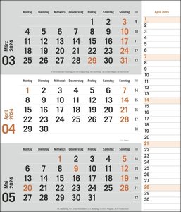 tm 3-Monats-Planer orange 2024. Praktischer Wandplaner mit Datumsschieber. Büro-Kalender mit Notizspalte und Jahresübersicht. Wandkalender 2024 fürs Büro. 30 x 35 cm.