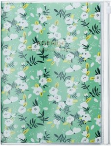 MARK'S 2024/2025 Taschenkalender A5 vertikal, Flower Pattern, Green