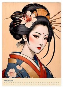 Japanische Geishas (Wandkalender 2025 DIN A2 hoch), CALVENDO Monatskalender