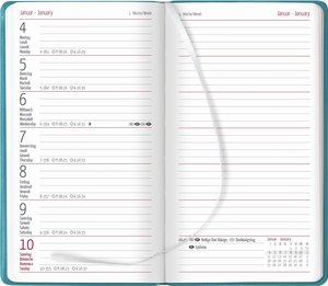 Ladytimer Slim Deluxe Turquoise 2023 - Taschen-Kalender 9x15,6 cm - Tucson Einband - mit Motivprägung - Weekly - 128 Seiten - Alpha Edition