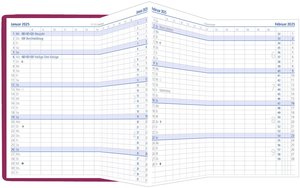 Taschenplaner Leporello PVC rot 2025 - Bürokalender 9,5x16 cm - 1 Monat auf 2 Seiten - separates Adressheft - faltbar - Notizheft - 510-1013