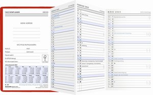 Taschenplaner Leporello PVC rot 2023 - Bürokalender 9,5x16 cm - 1 Monat auf 1 Seite - separates Adressheft - faltbar - Notizheft - 501-1013