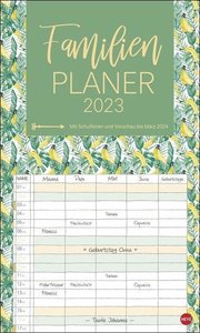 Tropical Leaves Familienplaner XL 2023. Extra breiter Familienkalender mit allen Terminen auf einen Blick. Kalender für Familien im angesagten Jungle Style, Hingucker und Organisationstool!