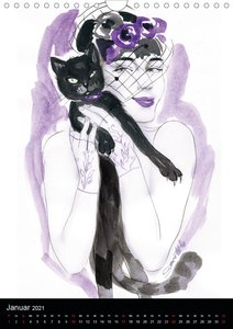 Burlesque Love Cats Katzen (Wandkalender 2021 DIN A4 hoch)