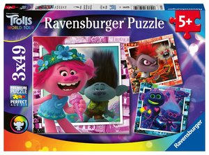 Ravensburger Kinderpuzzle - 05081 Welttournee - Puzzle für Kinder ab 5 Jahren, mit 3x49 Teilen, Puzzle mit den Trolls