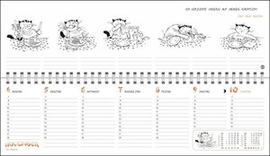 Jacob Wochenquerplaner 2024. Praktischer Tischquerkalender mit Spiralbindung und Katzen-Cartoons. Liebevoll illustrierter Tisch-Kalender für Katzenliebhaber.