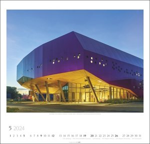 Moderne Architektur Kalender 2024. Großer Wandkalender 48x46 cm mit Monatskalendarium. Zeitgenössischer Architektur-Kalender mit fazinierenden Aufnahmen moderner Bauwerke.