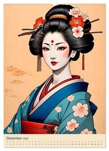 Japanische Geishas (Wandkalender 2025 DIN A2 hoch), CALVENDO Monatskalender