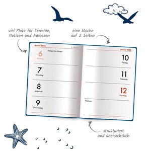 Trötsch Taschenkalender A7 Soft Touch Maritim 2025