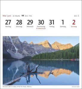 Kanada Sehnsuchtskalender 2024. Fernweh in einem Foto-Kalender zum Aufstellen. Die schönsten Landschaften Kanadas als Postkarten in einem Tischkalender. Auch zum Aufhängen
