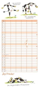 Yoga für Kühe Familienplaner 2025 – Wandkalender – Familien-Kalender mit 6 Spalten – Format 22 x 49,5 cm