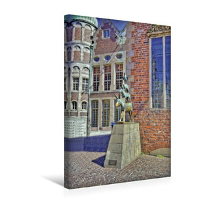 Premium Textil-Leinwand 30 cm x 45 cm hoch Bremen - Das bekannteste Wahrzeichen der Stadt, die Stadtmusikanten von 1953