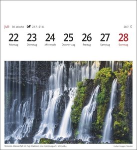 Japan Sehnsuchtskalender 2024. Fernweh in einem Foto-Kalender zum Aufstellen. Die schönsten Landschaften und Städte Japans als Postkarten in einem Tischkalender. Auch zum Aufhängen
