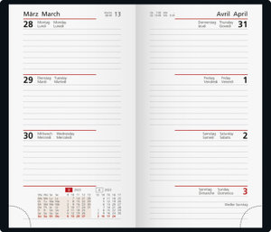 Wochenkalender Modell Taschenplaner int., 2023, Kunstleder-Einband schwarz