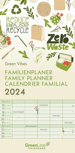 GreenLine Green Vibes 2024 Familienplaner - Familien-Kalender - Kinder-Kalender 22x45