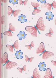 Ladytimer Grande Pastel Butterflies 2025 - Taschen-Kalender A5 (15x21 cm) - Schmetterlinge - Notiz-Buch - Weekly - 128 Seiten - Alpha Edition