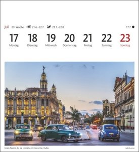 Traumziele Sehnsuchtskalender 2023. Reise-Kalender mit 12 atemberaubenden Postkarten der schönsten Reiseziele der Welt. Postkartenkalender 2023. 16x17 cm.