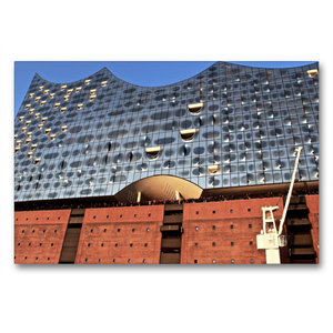 Premium Textil-Leinwand 90 cm x 60 cm quer Elbphilharmonie Aussichtsterrasse und Fassade