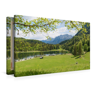 Premium Textil-Leinwand 90 cm x 60 cm quer Ferchensee und Karwendel, Mittenwald
