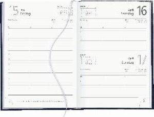 Buchkalender blau 2023 - Bürokalender 14,5x21 cm - 7 Tage auf 6 Seiten - wattierter Kunststoffeinband - Stundeneinteilung 7 - 19 Uhr - 873-0015
