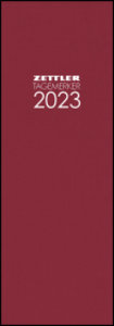 Tagevormerkbuch rot 2023 - Bürokalender 10,4x29,6 cm - 1 Tag auf 1 Seite - Einband mit Leinenstruktur - mit Eckperforation und Leseband - 808-0011
