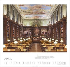 Welt der Bibliotheken 2023. Architektur-Kalender 2023 mit stimmungsvollen Fotografien. Großer Wandkalender 48x46 cm mit Monatskalendarium.