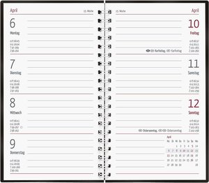 Slimtimer Ringbuch PVC schwarz 2023 - Taschen-Kalender 9x15,6 cm - Ringbindung - fester PVC-Einband - Weekly - 128 Seiten - Alpha Edition