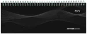 Tisch-Querkalender PP-Cover schwarz 2025 - Büro-Planer 29,7x10,5 cm - Tisch-Kalender - 1 Woche 2 Seiten - Ringbindung - Zettler