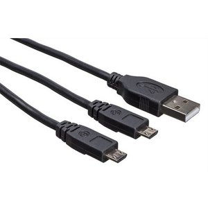 BigBen DUAL USB CABLE, Y-Ladekabel 3m für PS4 (USB/Micro USB), schwarz