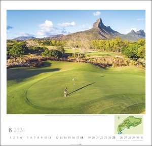 Golf Kalender 2024. Die schönsten Golfplätze in einem Wandkalender 2024 im Großformat. Imposante Aufnahmen in einem hochwertigen Fotokalender, ein tolles Geschenk für Golfer.