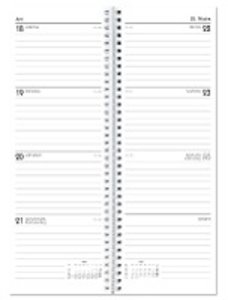 Vormerkbuch blau 2022 - Bürokalender 10,5x29,7 cm - 1 Woche auf 2 Seiten - mit Ringbindung - robuster Kartoneinband - Tischkalender - 709-0015