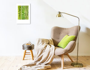 Premium Textil-Leinwand 30 cm x 45 cm hoch Natural Trios - Grüne Blätter