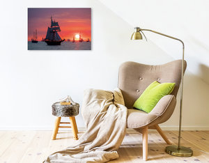 Premium Textil-Leinwand 75 cm x 50 cm quer Ein Motiv aus dem Kalender Windjammer auf der Ostsee im Abendlicht