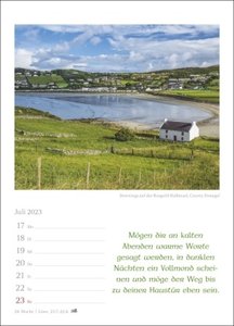 Irische Segenswünsche Wochenkalender 2023. Ein prachtvoller Foto-Kalender voll stärkender irischer Weisheiten. Jede Woche ein neues Zitat in einem tollen Wandkalender.