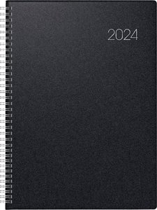 Tageskalender, Buchkalender, 2024, Modell 787, Balacron-Einband, schwarz, Ringbindung