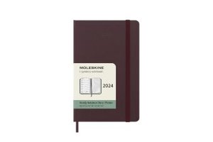Moleskine 12 Monate Wochen Notizkalender 2024, Pocket/A6, Burgundrot