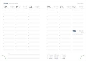 Cheftimer A5 mit Wochenkalender. Blauer Terminkalender 2024. Buch-Kalender mit Lesebändchen und Eckperforation. Wattierter Taschenkalender zum Planen von Terminen.