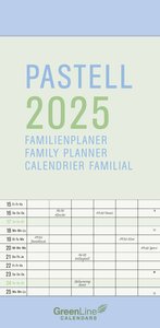 GreenLine Pastell 2025 - Wandkalender - Familien-Kalender - Familienplaner - 22x45