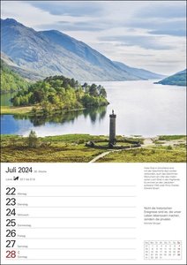 Schottland Wochenplaner 2024. Schön und praktisch: Terminkalender mit tollen Fotos von Schottland, Wochenkalendarium und Zitaten. Dekorativer Kalender für Organisatorisches