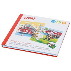 Goki 57385 - Puzzlebuch Feuerwehr, Aufklappbuch, magnetisch, Puzzle, 2x20 Teile