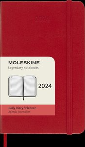 Moleskine 12 Monate Tageskalender 2024, Pocket/A6, Scharlachrot