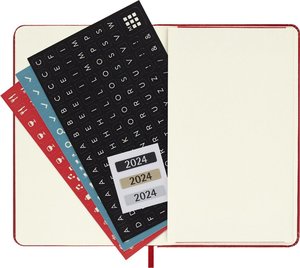 Moleskine 12 Monate Wochen Notizkalender 2024, Pocket/A6, Scharlachrot