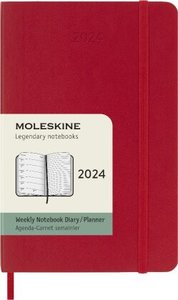 Moleskine 12 Monate Wochen Notizkalender 2024, Pocket/A6, Scharlachrot