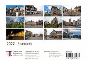 Eisenach 2022 - Timokrates Kalender, Tischkalender, Bildkalender - DIN A5 (21 x 15 cm)