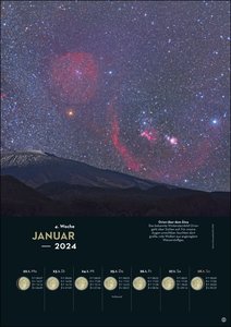 Kosmos Himmelsjahr Wochenkalender 2024. Ein Best-of faszinierender Aufnahmen aus dem Sternenhimmel: Foto-Kalender mit Mondphasen und weiteren astronomischen Daten rund um Sonne, Weltall und Planeten