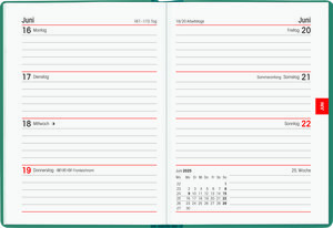 Taschenkalender türkis 2025 - Bürokalender 10,2x14,2 - 1 Woche auf 2 Seiten - flexibler Kunststoffeinband - Notizheft - Wochenkalender - 640-1013