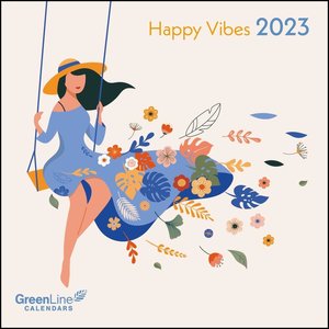 GreenLine Happy Vibes 2023 - Wand-Kalender - Broschüren-Kalender - 30x30 - 30x60 geöffnet
