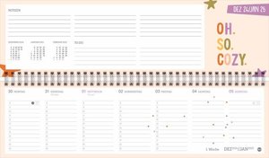 Design Wochenquerplaner 2024. Wochenkalender in frischen Farben zur Übersicht bei der Planung aller wichtigen Termine. Tischkalender für Büro und zu Hause mit Platz für Notizen.